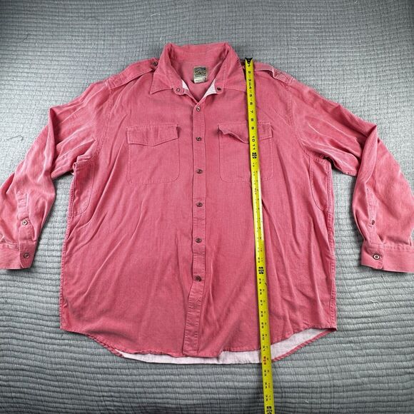 Travel Smith Button Up Silk Shirt Mens XXL Red Pockets Long Sleeve - Picture 2 of 7